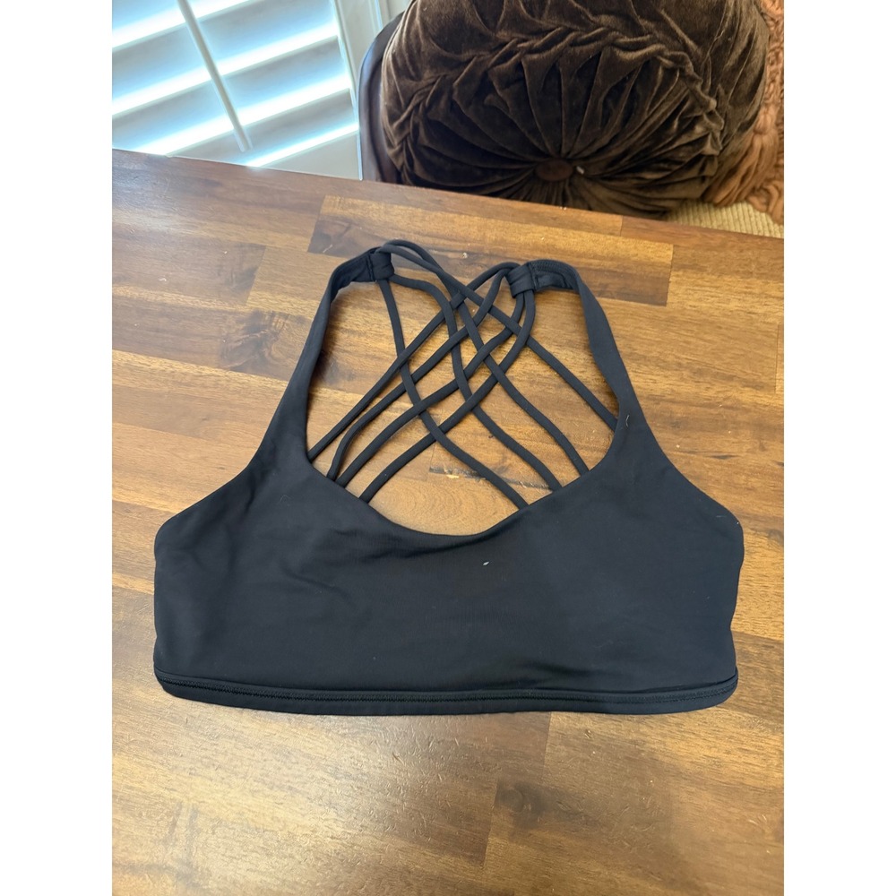 Lululemon Sports Bra Black Strappy Back Yoga Gym Workout